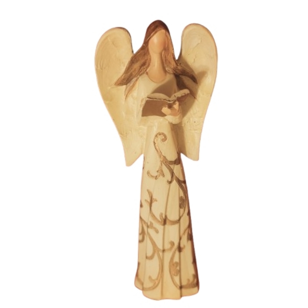 Cream Angel Figurine Reading A Book